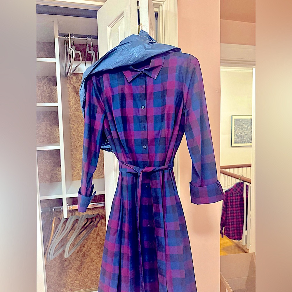 Brooks Brothers Plaid Shirt Dress in Blue and Purple